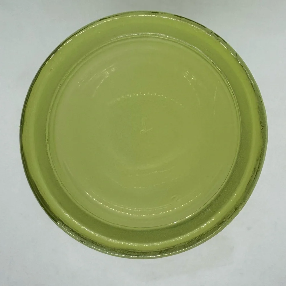 Vintage Green/Yellow Libbey Art Glass Company Rippled Translucent Vase